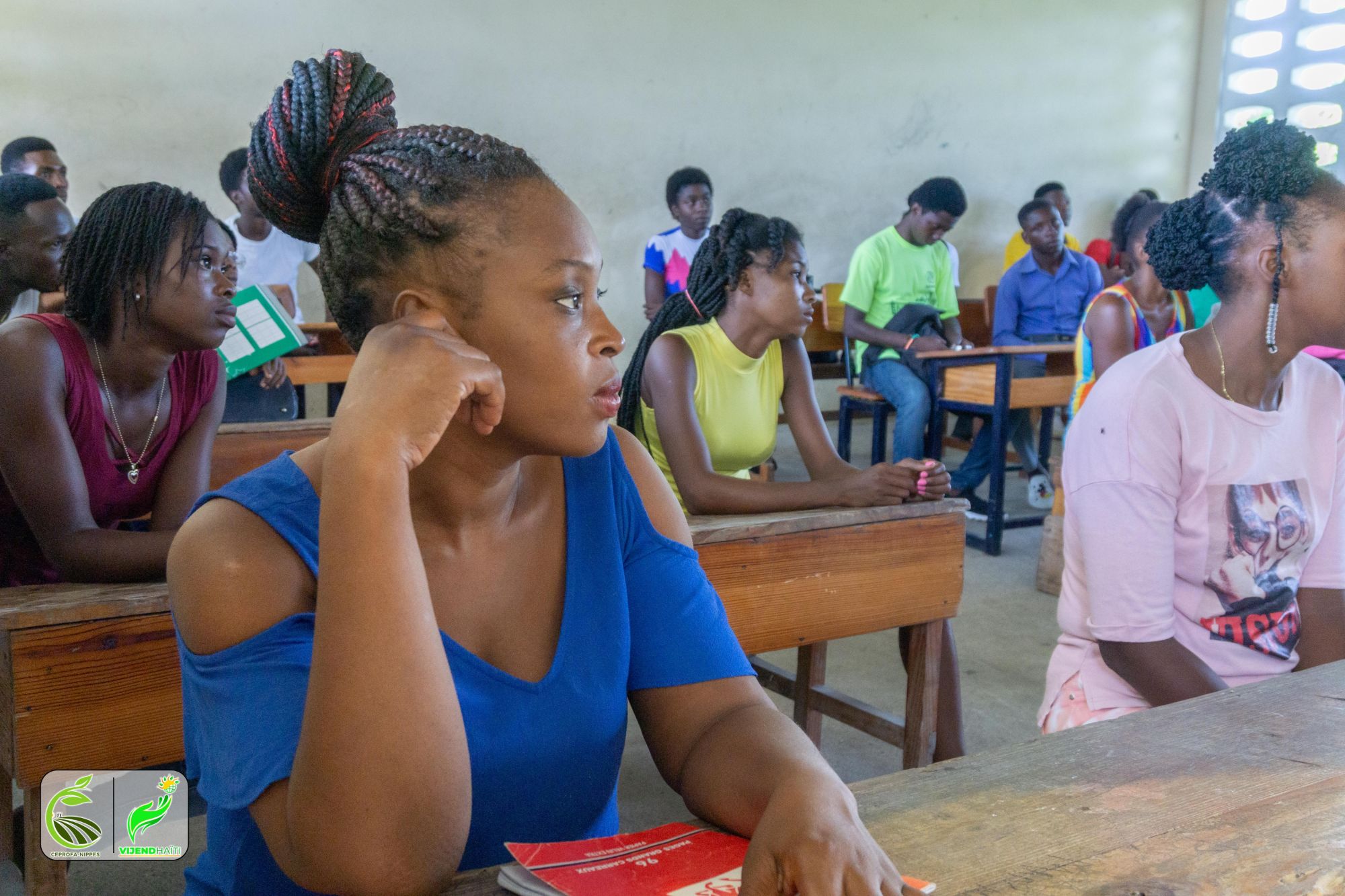 Students supported by Vijend Haïti in a classroom in Nippes, Haiti