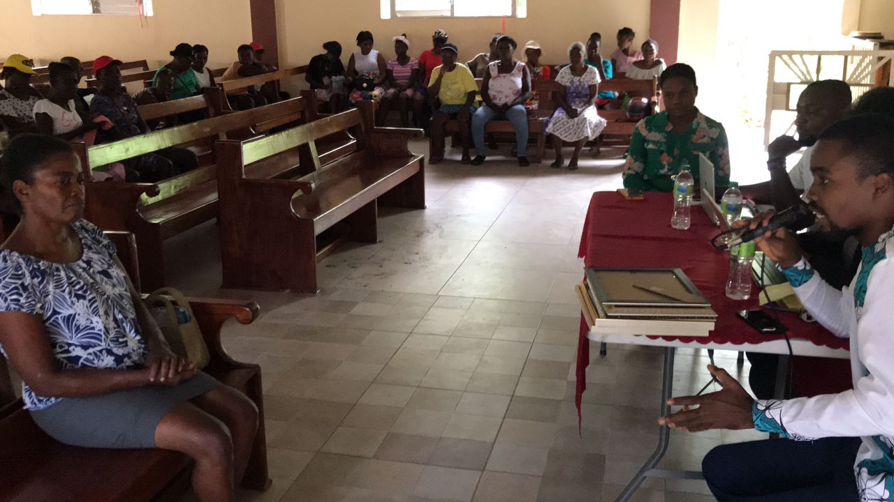 Women attending a Vijend Haïti microfinance information session